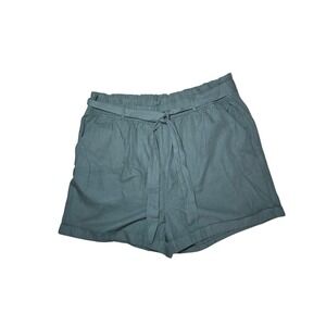 Falls Creek Women's Green Cuffed High-Rise Chino Shorts 1X NWT 4" Inseam